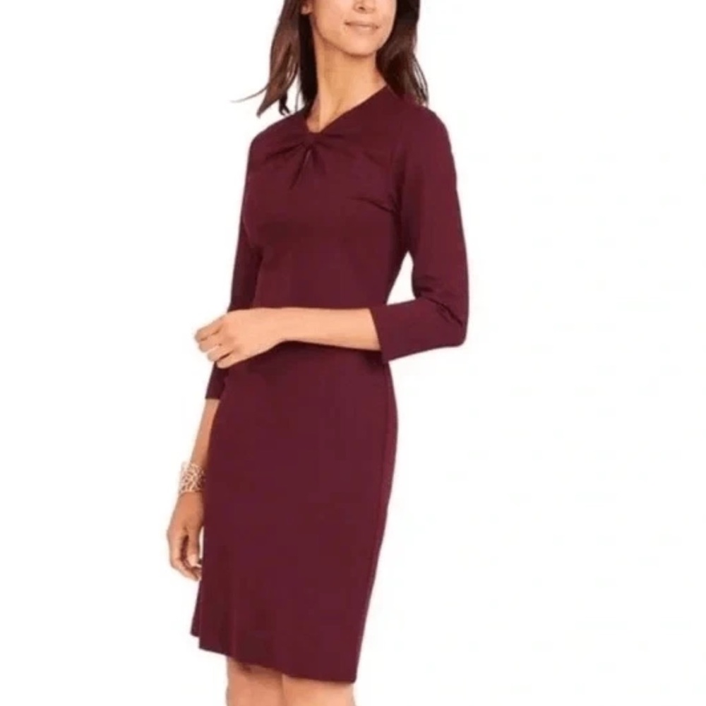 J. McLaughlin Isabel bow collar dress Sz S burgundy wine